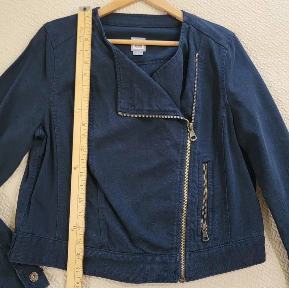 JCP Blue Denim Jacket Women's Size Large Zipper Front